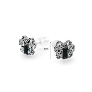 Cutie Butterfly Earrings with Dark Grey Austrian Element Crystals and Crystal Glass
