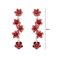 Load image into Gallery viewer, Flowery Earrings with Red Austrian Element Crystals