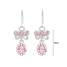 Load image into Gallery viewer, Glistening Ribbon Earrings with Pink Austrian Element Crystals