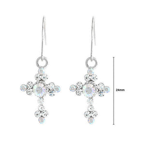 Crosslet Pair Earing with Silver Austrian Element Crystals