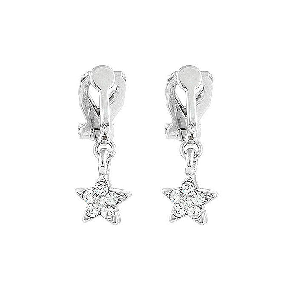 Twinkle Little Star Earrings with Silver Austrian Element Crystals (Non Piercing)