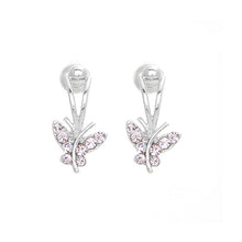 Load image into Gallery viewer, Mini Butterfly Earrings with Purple Austrian Element Crystals