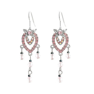 Antique Earrings with Pink Austrian Crystals