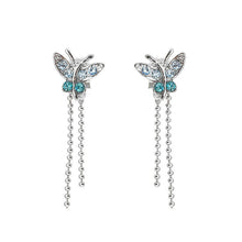 Load image into Gallery viewer, Mini Butterfly Earrings with Blue Austrian Element Crystals