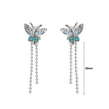 Load image into Gallery viewer, Mini Butterfly Earrings with Blue Austrian Element Crystals