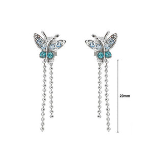 Mini Butterfly Earrings with Blue Austrian Element Crystals