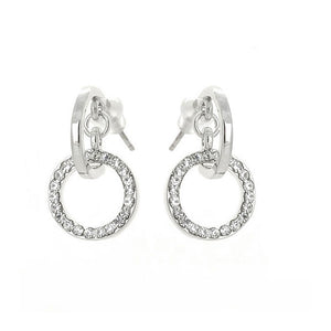 Elegant Round Earrings with Silver Austrian Element Crystals