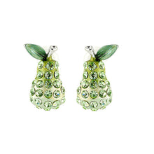 Load image into Gallery viewer, Green Pear Earrings with Green Austrian Element Crystals