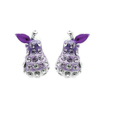 Purple Pear Earrings with Purple Austrian Element Crystals