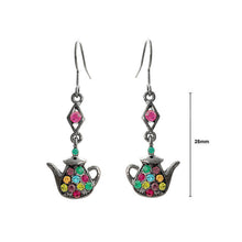 Load image into Gallery viewer, Mini Teapot Earrings with Multi-color Austrian Element Crystals