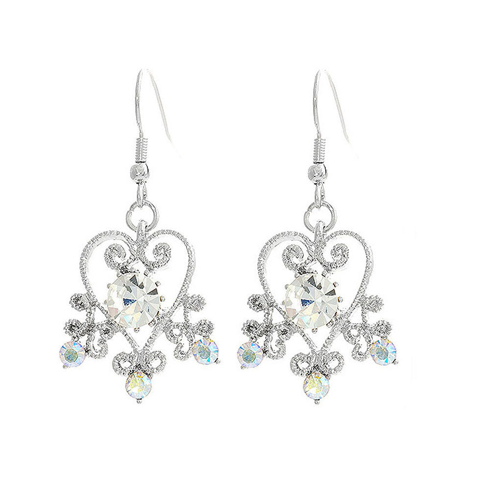 Antique Earrings with Silver Austrian Crystals