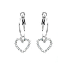 Load image into Gallery viewer, Swaying Heart Earrings with silver Austrian Element Crystals
