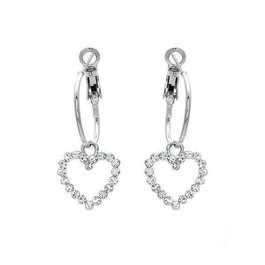 Swaying Heart Earrings with silver Austrian Element Crystals
