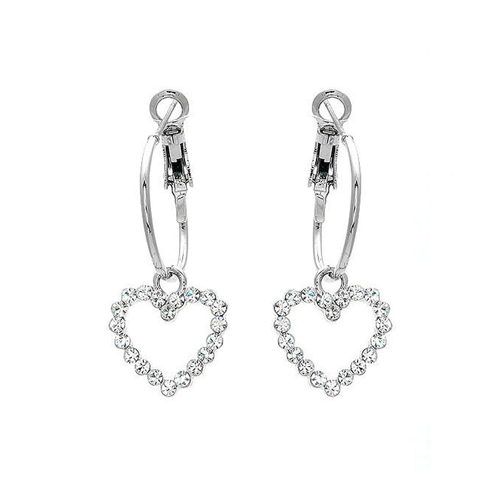 Swaying Heart Earrings with silver Austrian Element Crystals