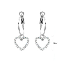 Load image into Gallery viewer, Swaying Heart Earrings with silver Austrian Element Crystals
