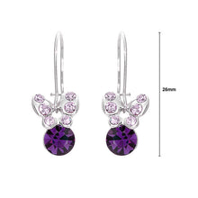 Load image into Gallery viewer, Mini Butterfly Earrings with Purple Austrian Element Crystals