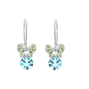 Mini Butterfly Earrings with Green Austrian Element Crystals