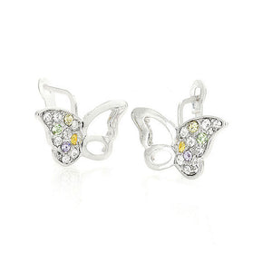 Silver Butterfly Earrings with Multi-colour Austrian Element Crystals