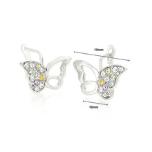 Load image into Gallery viewer, Silver Butterfly Earrings with Multi-colour Austrian Element Crystals