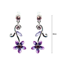 Load image into Gallery viewer, Purple Flower Earrings with Austrian Element Crystals