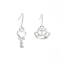 Load image into Gallery viewer, Elegant Crown and Baton Earrings with Silver Austrian Element Crystals