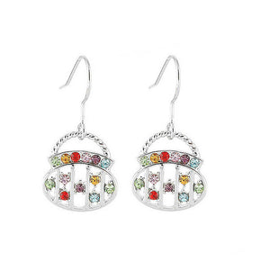 Elegant Round Handbag Earrings with Multi Color Austrian Element Crystals