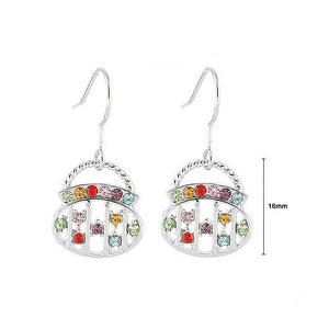 Elegant Round Handbag Earrings with Multi Color Austrian Element Crystals
