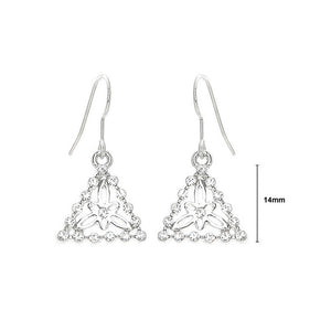 Sparkling Triangular Earrings with Silver Austrian Crystals