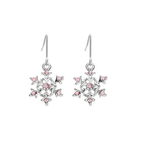 Snow Pattern Earrings with Pink Austrian Element Crystal