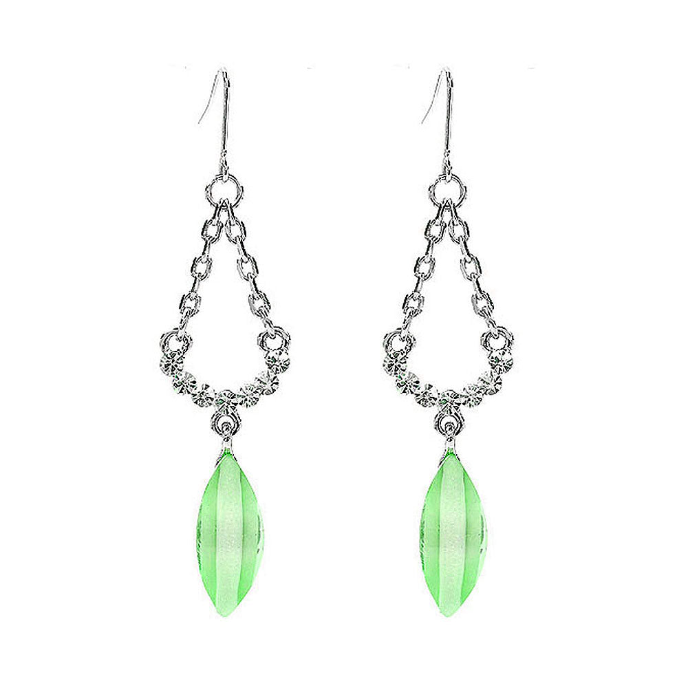 Trendy Earrings with Silver Austrian Element Crystals and Greenish Blue Crystal Glass