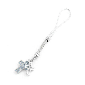 Double Cross Strap with Light Blue Austrian Element Crystals