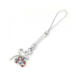White Strap with Double Heart Butterfly in Multi-color Austrian Element Crystals