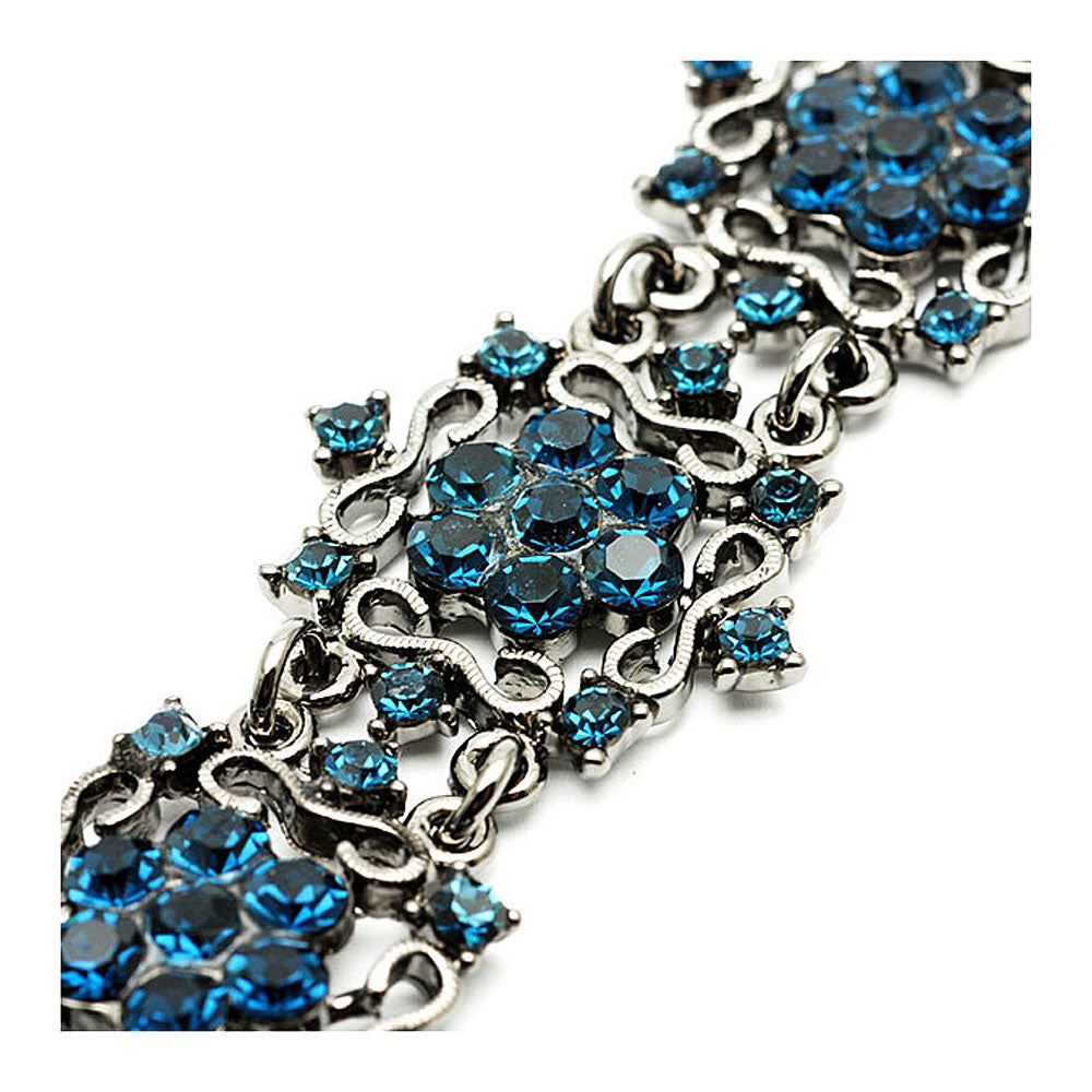 Antique Bracelet with Banquet Elegance Blue Austrian Element Crystals