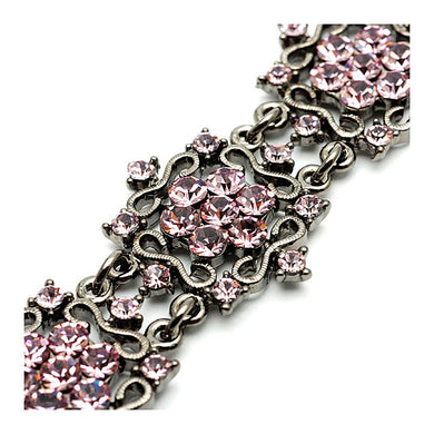 Antique Bracelet with Pink Austrian Element Crystals