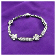Load image into Gallery viewer, Silver Flower Bracelet with Silver Austrian Element Crystals