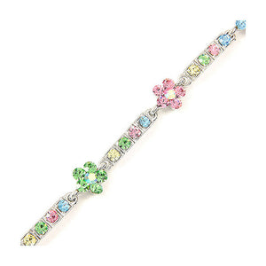 Colorful Flower Bracelet with Multi-color Austrian Element Crystals