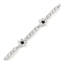 Load image into Gallery viewer, Flower Bracelet with Black and Silver Austrian Element Crystals