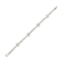 Load image into Gallery viewer, Flower Bracelet with Pink and Silver Austrian Element Crystals