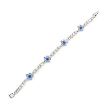 Load image into Gallery viewer, Flower Bracelet with Blue and Silver Austrian Element Crystals