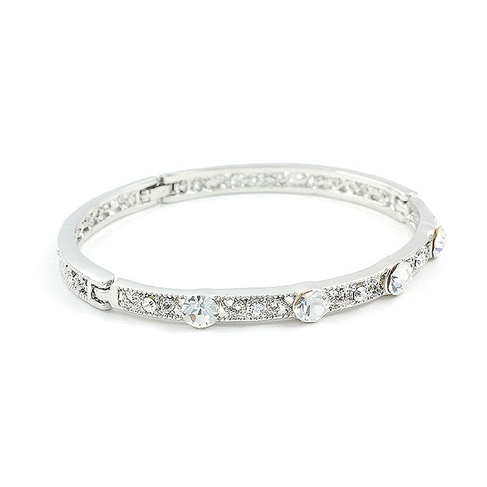 Antique Bangle with Silver Austrian Crystals