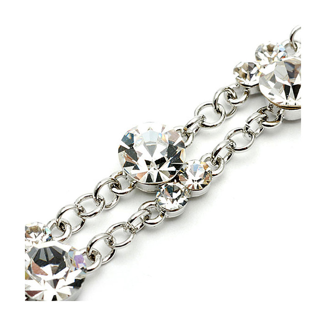 Silver Twin CZ Bracelet with Austrian Element Crystals