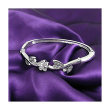 Load image into Gallery viewer, Elegant Flower Bangle with Silver Austrian Element Crystals