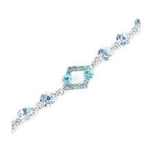 Load image into Gallery viewer, Fancy Rhombus Bracelet with Blue Austrian Element Crystals and CZ Beads