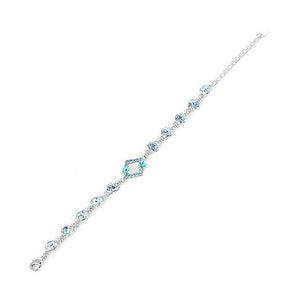 Fancy Rhombus Bracelet with Blue Austrian Element Crystals and CZ Beads