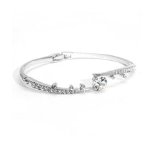 Load image into Gallery viewer, Elegant Bangle with Silver Austrian Element Crystals and CZ