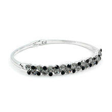 Load image into Gallery viewer, Elegant Bangle with Silver and Black Austrian Element Crystals