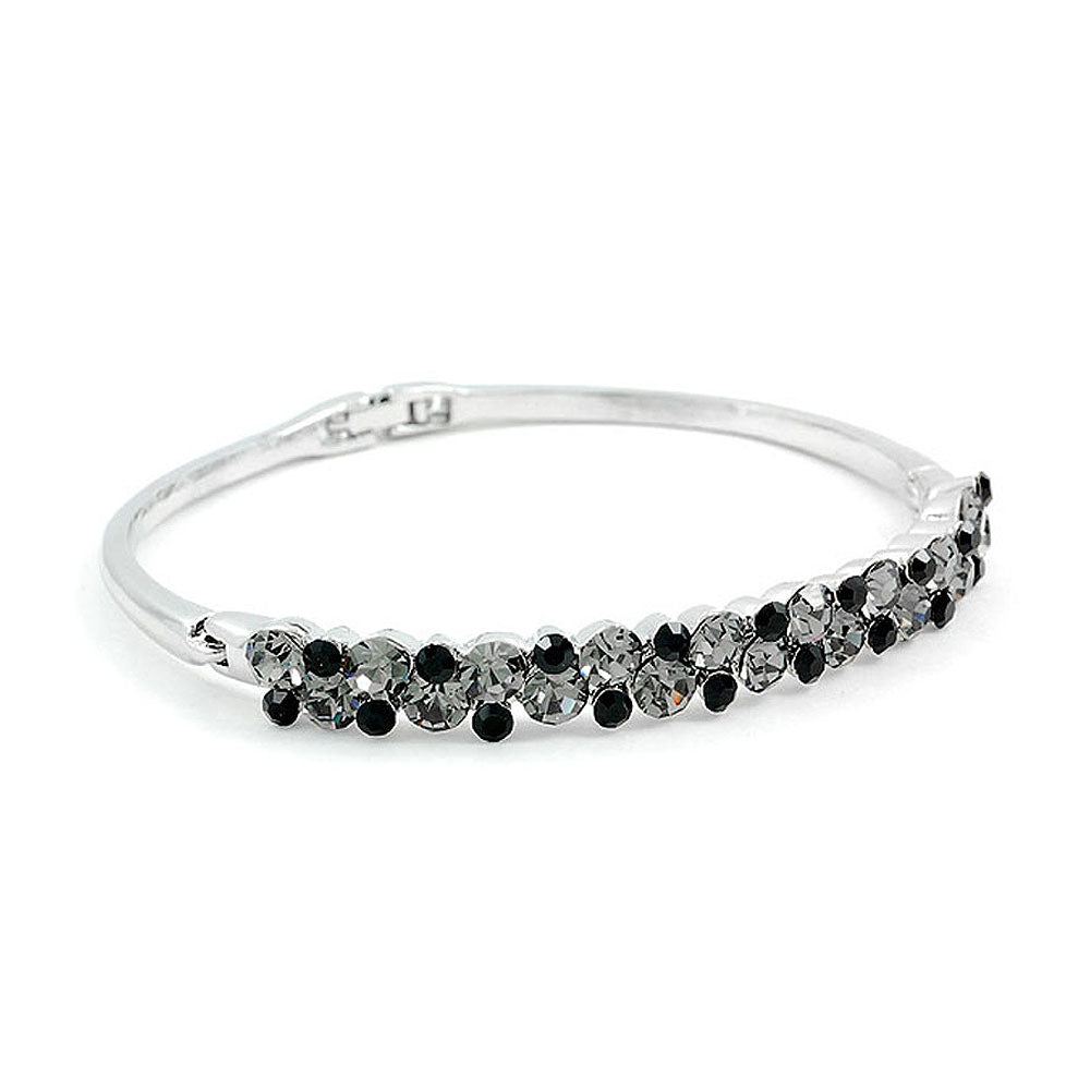 Elegant Bangle with Silver and Black Austrian Element Crystals