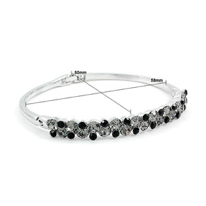Elegant Bangle with Silver and Black Austrian Element Crystals