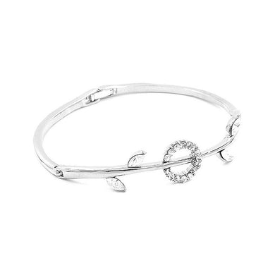 Elegant Bangle with Silver Austrian Element Crystals and CZ Beads