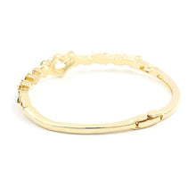 Load image into Gallery viewer, Elegant Golden Bangle with Silver Austrian Element Crystals